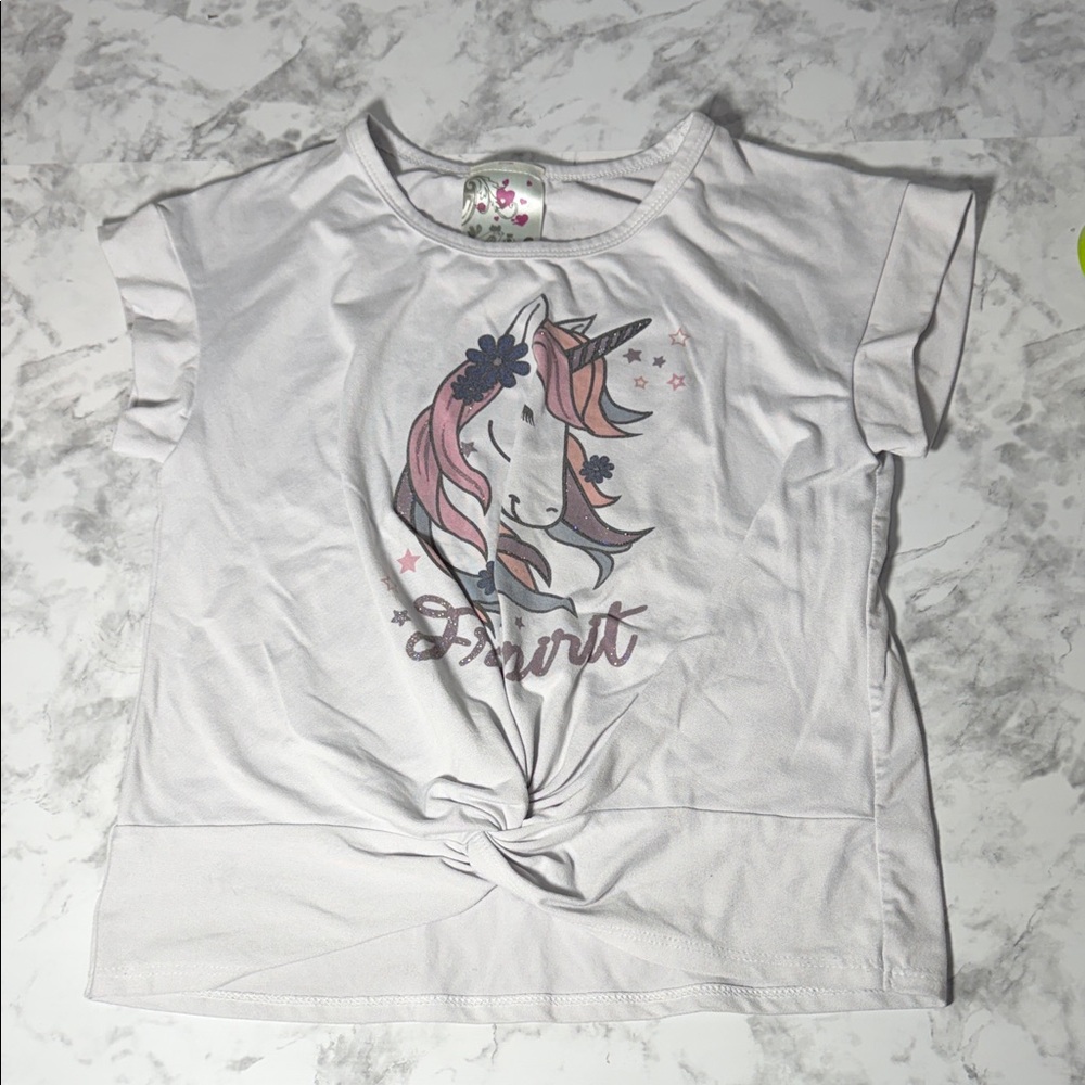 Unicorn Free Spirit Print Girls Shirt Size 8